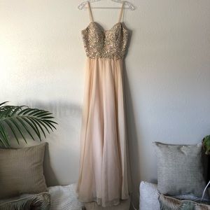 Cream beaded prom dress